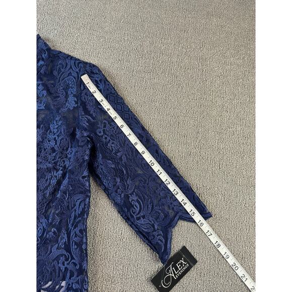 NWT Alex Evenings Formal Dress and Jacket Set Gown Lace Navy Size 6 Petite - Picture 13 of 14